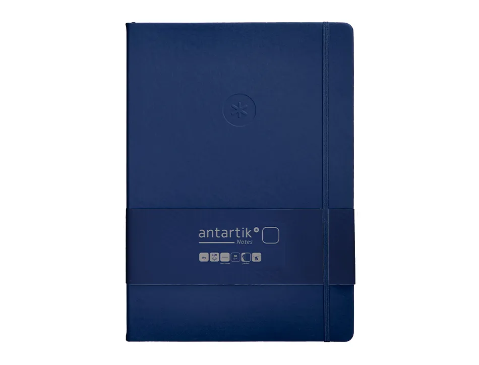 Carnet fermeture elastique antartik notes couverture rigide a4 papier uni ivoire 100 feuilles 80gr fsc bleu marine