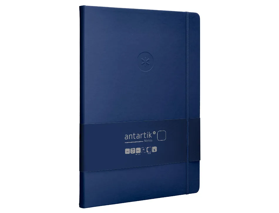 Carnet fermeture elastique antartik notes couverture rigide a4 papier uni ivoire 100 feuilles 80gr fsc bleu marine