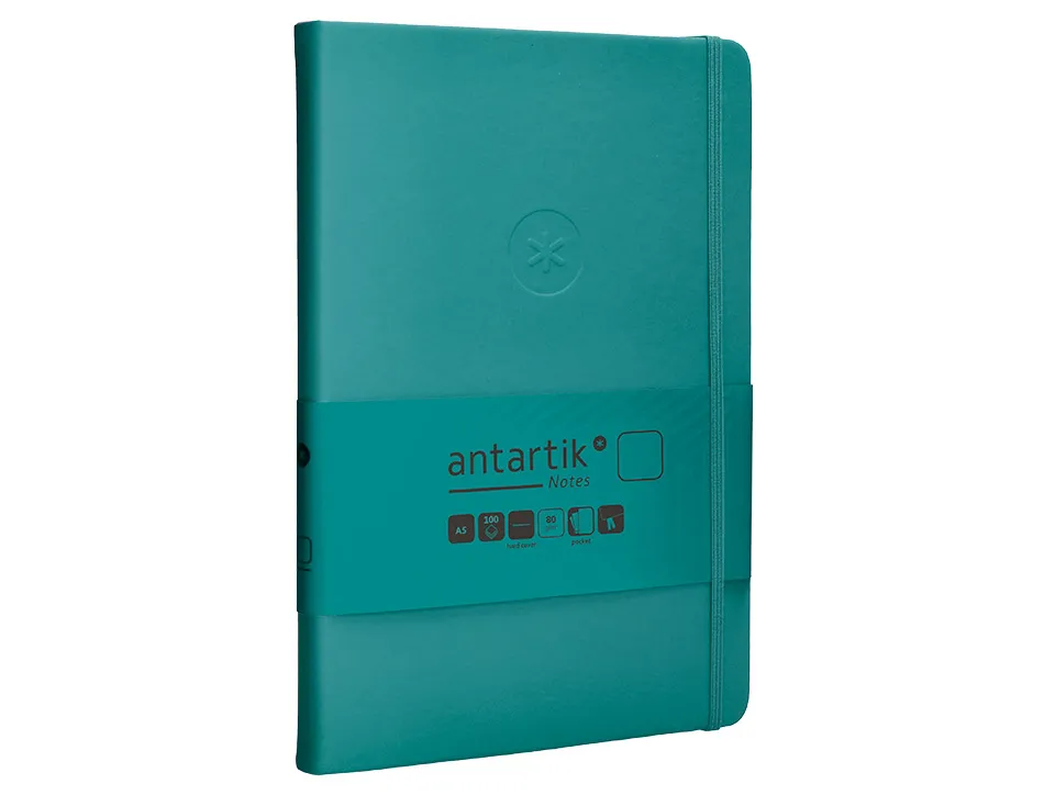 Carnet fermeture elastique antartik notes couverture rigide a5 papier uni ivoire 100 feuilles 80gr fsc vert paon