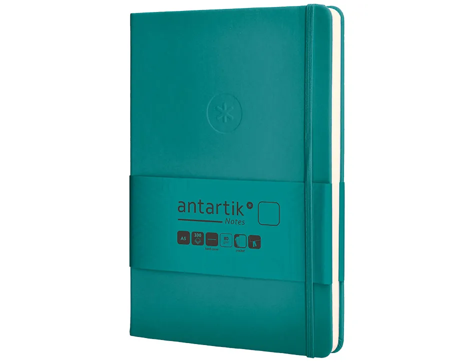 Carnet fermeture elastique antartik notes couverture rigide a5 papier uni ivoire 100 feuilles 80gr fsc vert paon
