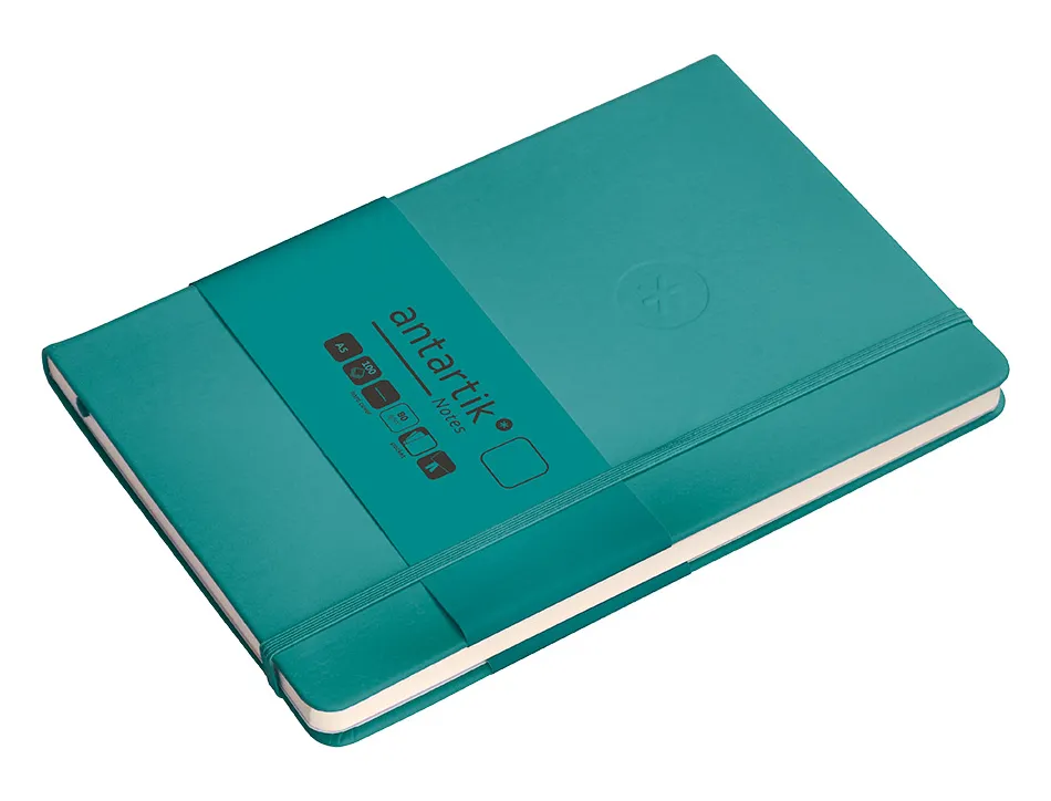 Carnet fermeture elastique antartik notes couverture rigide a5 papier uni ivoire 100 feuilles 80gr fsc vert paon