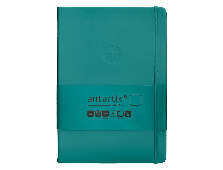 Carnet fermeture elastique antartik notes couverture rigide a5 papier uni ivoire 100 feuilles 80gr fsc vert paon