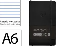 Carnet fermeture elastique antartik notes couverture souple a6 ligne 100 feuilles 80gr fsc coloris noir