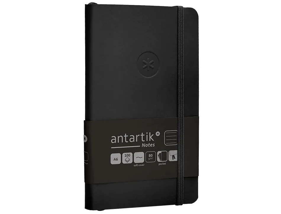 Carnet fermeture elastique antartik notes couverture souple a6 ligne 100 feuilles 80gr fsc coloris noir