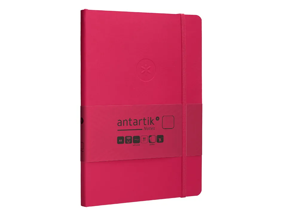 Carnet fermeture elastique antartik notes couverture souple a5 papier uni ivoire 100 feuilles 80gr fsc framboise