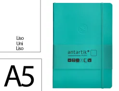 Carnet fermeture elastique antartik notes couverture souple a5 papier uni ivoire 100 feuilles 80gr fsc turquoise