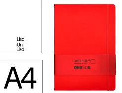 Carnet fermeture elastique antartik notes couverture rigide a4 papier uni ivoire 100 feuilles 80gr fsc coloris rouge