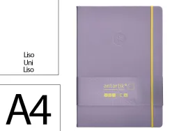 Carnet fermeture elastique jaune antartik notes couverture rigide a4 papier uni ivoire 100 feuilles 80gr fsc lilas
