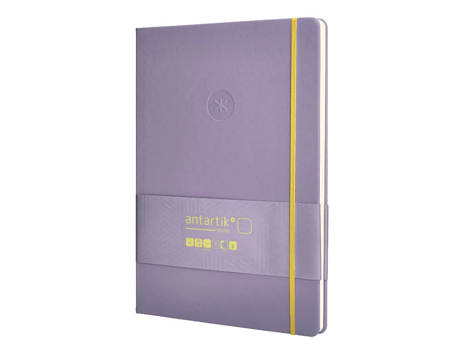 Carnet fermeture elastique jaune antartik notes couverture rigide a4 papier uni ivoire 100 feuilles 80gr fsc lilas