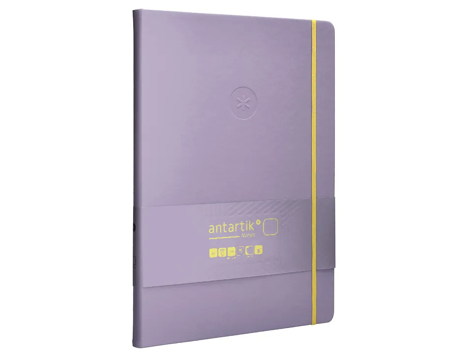Carnet fermeture elastique jaune antartik notes couverture rigide a4 papier uni ivoire 100 feuilles 80gr fsc lilas