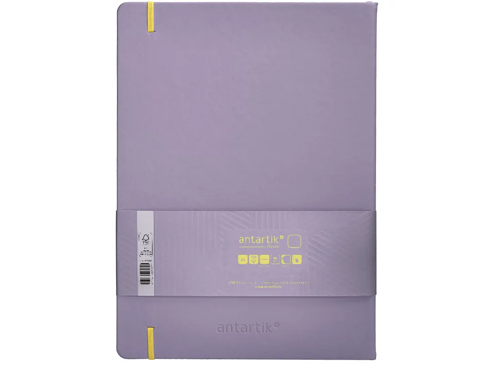 Carnet fermeture elastique jaune antartik notes couverture rigide a4 papier uni ivoire 100 feuilles 80gr fsc lilas