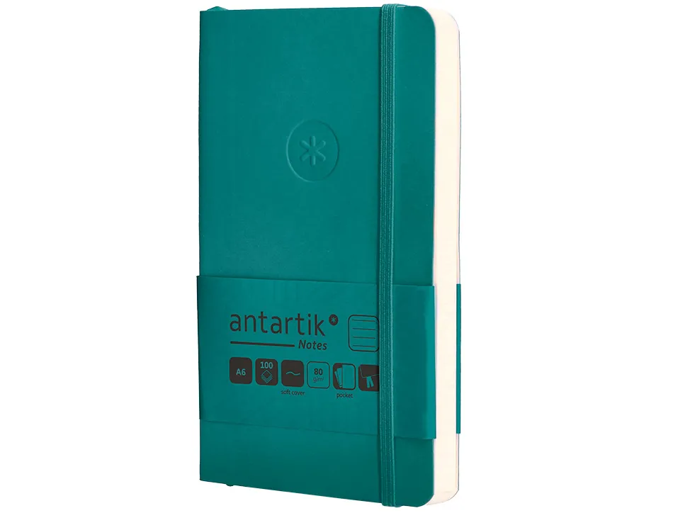 Carnet fermeture elastique antartik notes couverture souple a6 ligne 100 feuilles 80gr fsc coloris vert paon