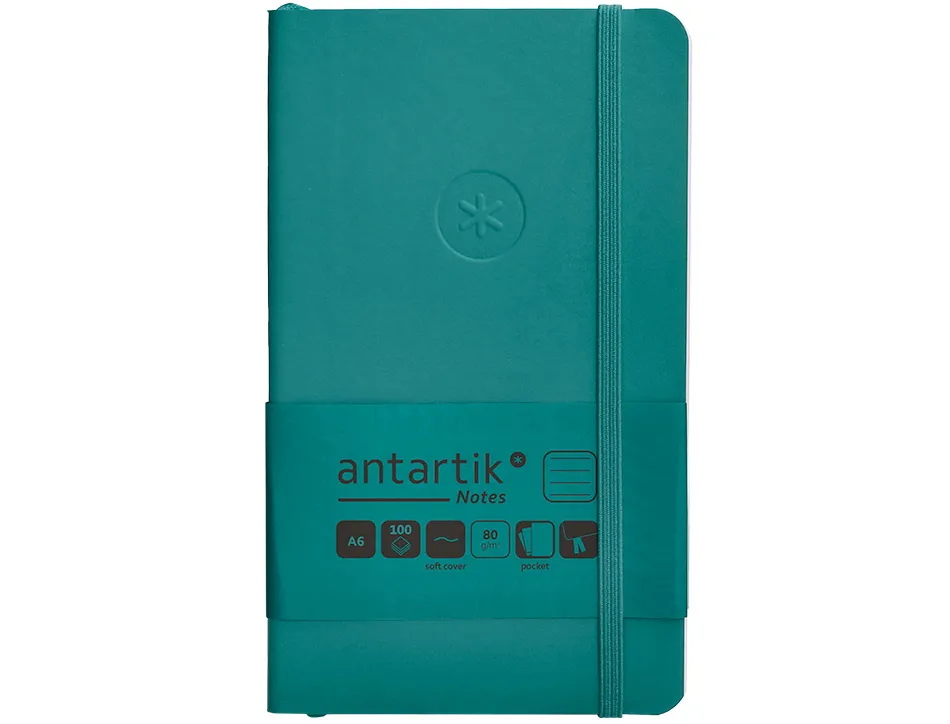 Carnet fermeture elastique antartik notes couverture souple a6 ligne 100 feuilles 80gr fsc coloris vert paon