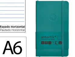 Carnet fermeture elastique antartik notes couverture souple a6 ligne 100 feuilles 80gr fsc coloris vert paon