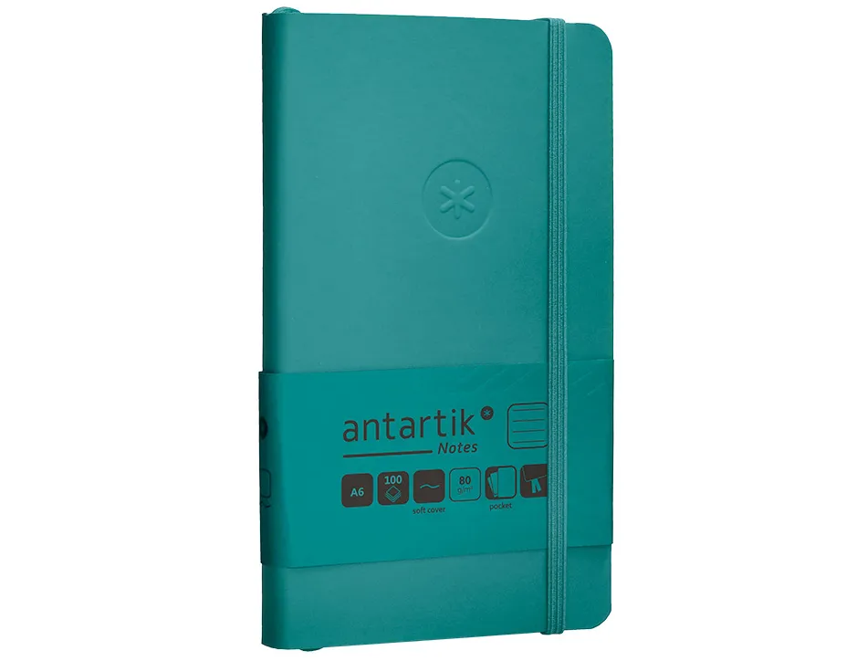Carnet fermeture elastique antartik notes couverture souple a6 ligne 100 feuilles 80gr fsc coloris vert paon