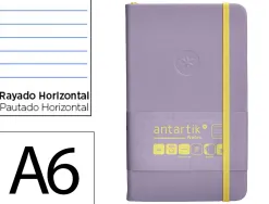 Carnet fermeture elastique jaune antartik notes couverture rigide a6 ligne 100 feuilles 80gr fsc coloris lilas