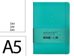 Carnet fermeture elastique antartik notes couverture rigide a5 papier uni ivoire 100 feuilles 80gr fsc turquoise
