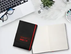 Carnet fermeture elastique rouge antartik notes couverture rigide a5 ligne 100feuilles 80gr fsc coloris noir