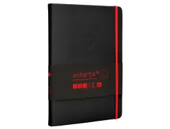 Carnet fermeture elastique rouge antartik notes couverture rigide a5 ligne 100feuilles 80gr fsc coloris noir