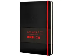 Carnet fermeture elastique rouge antartik notes couverture rigide a5 ligne 100feuilles 80gr fsc coloris noir