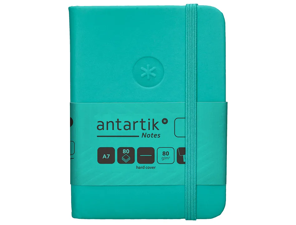 Carnet fermeture elastique antartik notes couverture rigide a7 papier uni ivoire 80 feuilles 80gr fsc turquoise