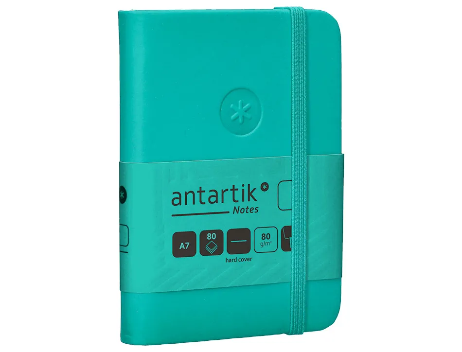 Carnet fermeture elastique antartik notes couverture rigide a7 papier uni ivoire 80 feuilles 80gr fsc turquoise