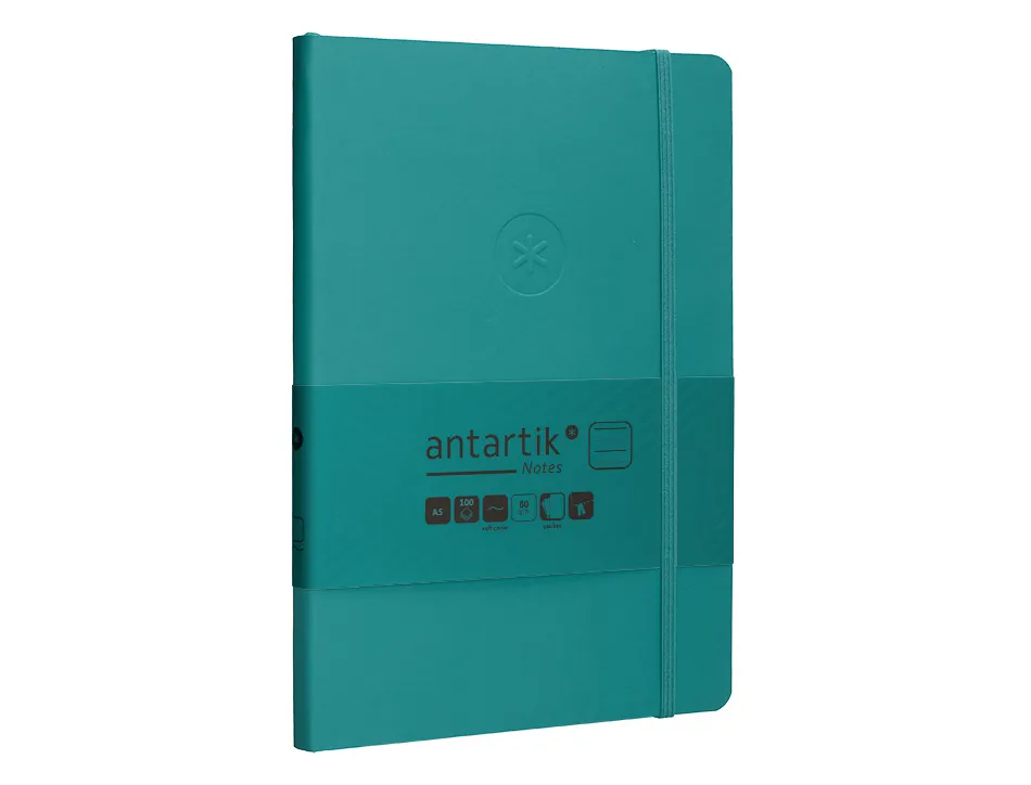Carnet fermeture elastique antartik notes couverture souple a5 ligne 100 feuilles 80gr fsc coloris vert paon