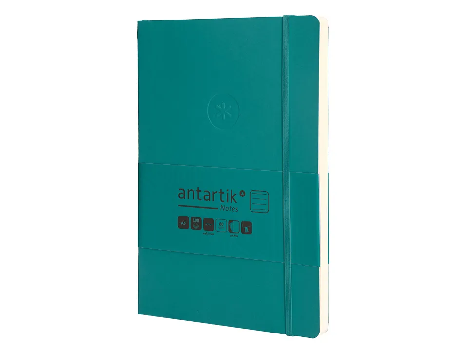 Carnet fermeture elastique antartik notes couverture souple a5 ligne 100 feuilles 80gr fsc coloris vert paon
