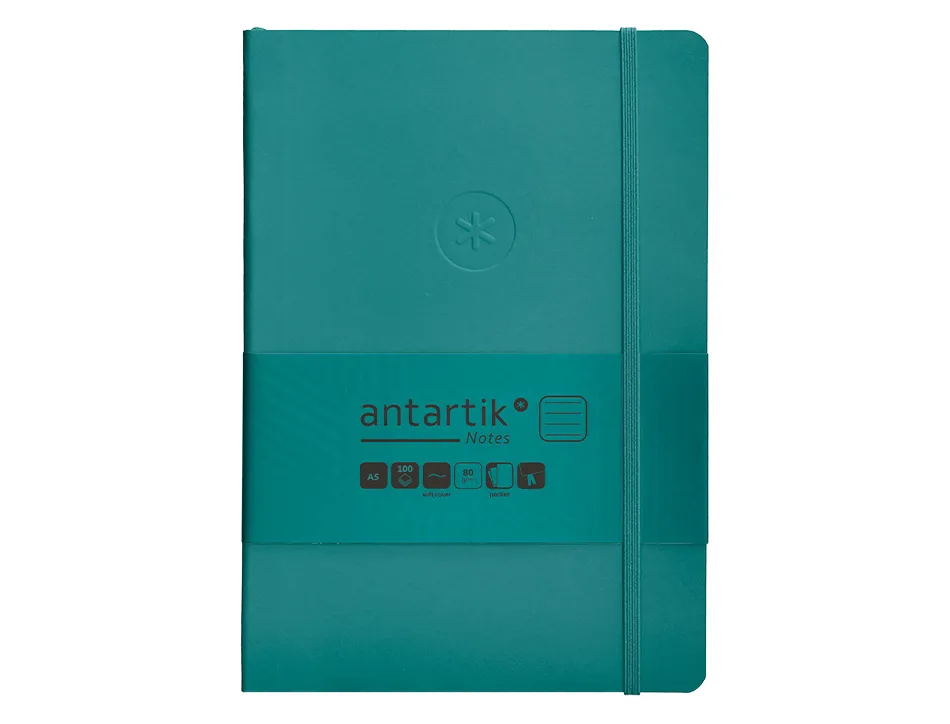 Carnet fermeture elastique antartik notes couverture souple a5 ligne 100 feuilles 80gr fsc coloris vert paon