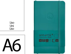 Carnet fermeture elastique antartik notes couverture souple a6 papier uni ivoire 100 feuilles 80gr fsc vert paon