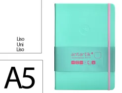 Carnet fermeture elastique rose antartik notes couverture rigide a5 papier uni ivoire 100 feuilles 80gr fsc turquoise