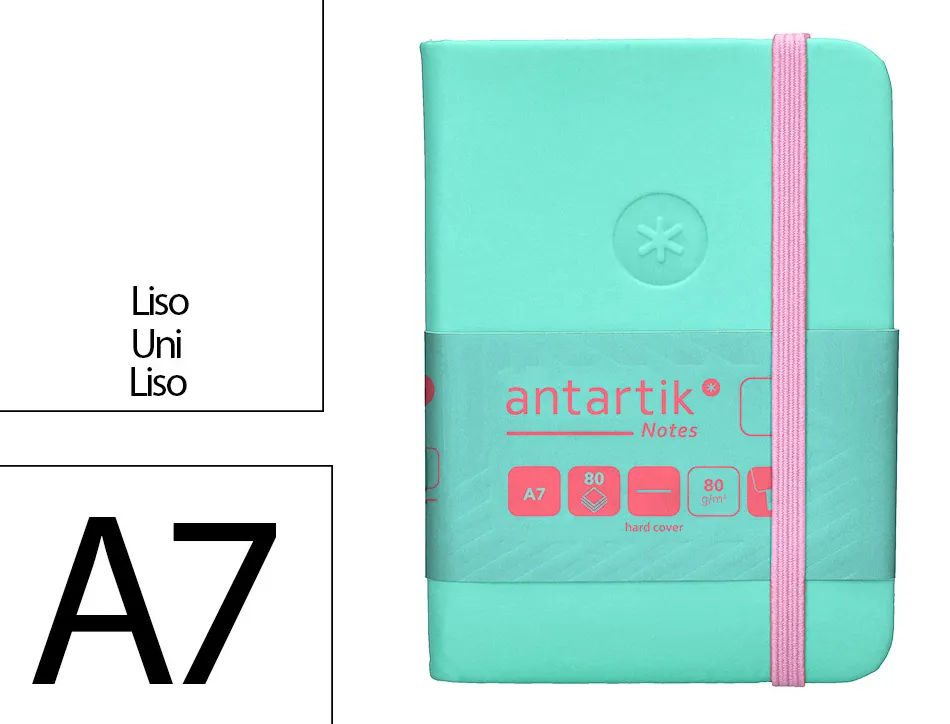 Carnet fermeture elastique rose antartik notes couverture rigide a7 papier uni ivoire 80 feuilles 80gr fsc turquoise
