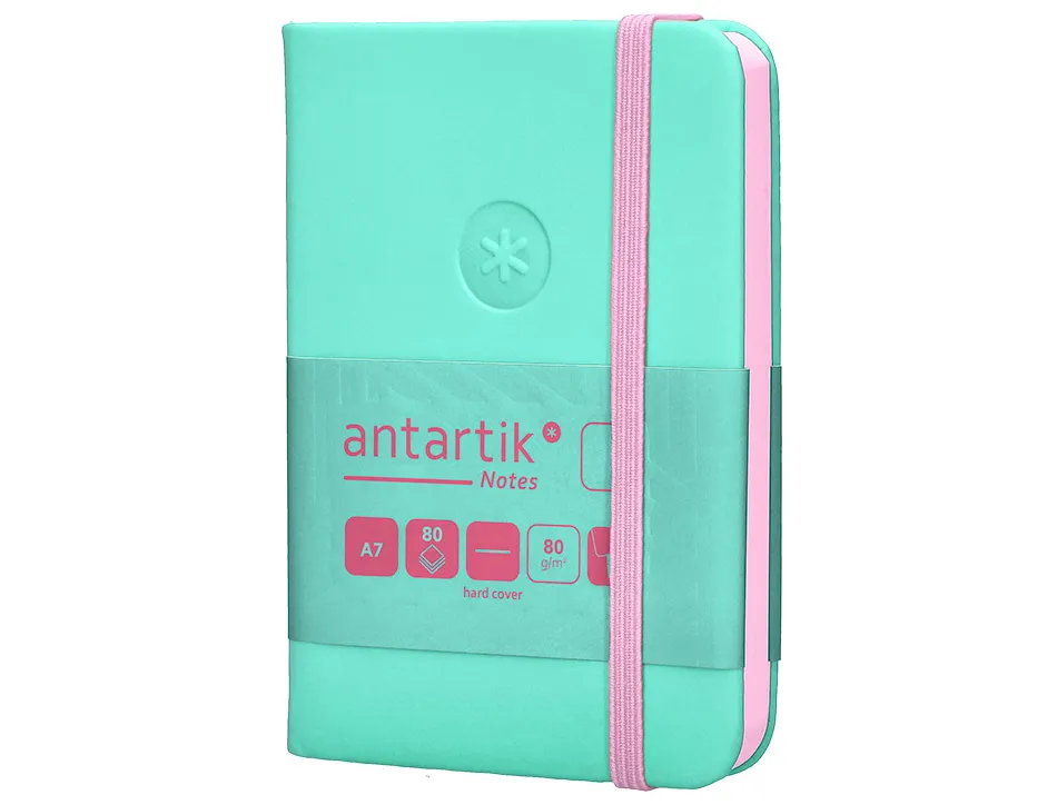 Carnet fermeture elastique rose antartik notes couverture rigide a7 papier uni ivoire 80 feuilles 80gr fsc turquoise
