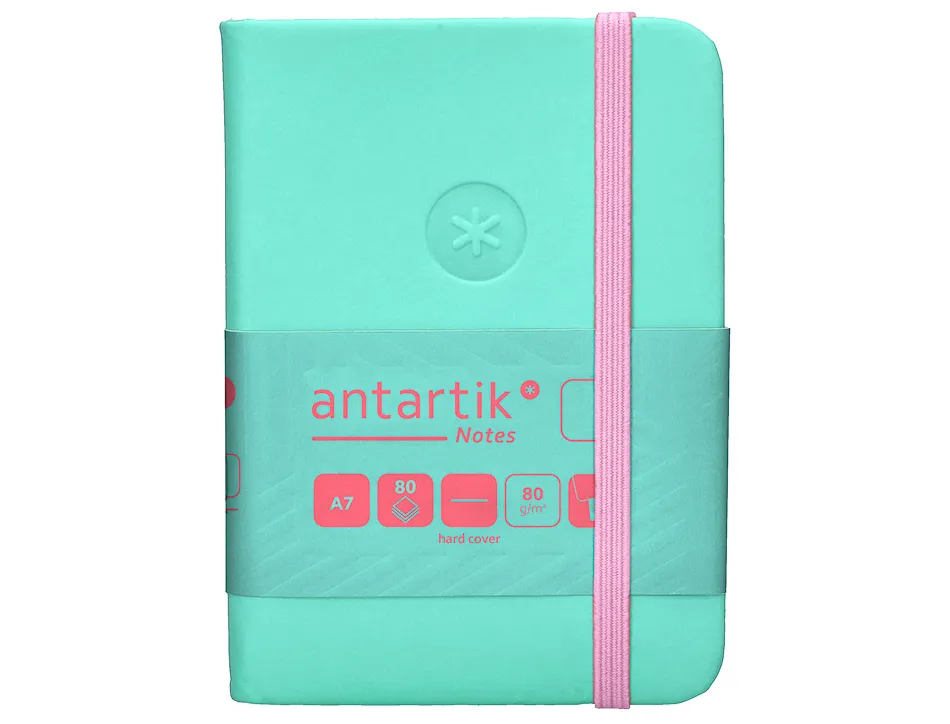 Carnet fermeture elastique rose antartik notes couverture rigide a7 papier uni ivoire 80 feuilles 80gr fsc turquoise