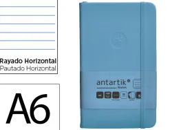 Carnet fermeture elastique antartik notes couverture rigide a6 ligne 100 feuilles 80gr fsc coloris bleu ciel