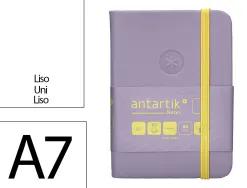 Carnet fermeture elastique jaune antartik notes couverture rigide a7 papier uni ivoire 80 feuilles 80gr fsc lilas
