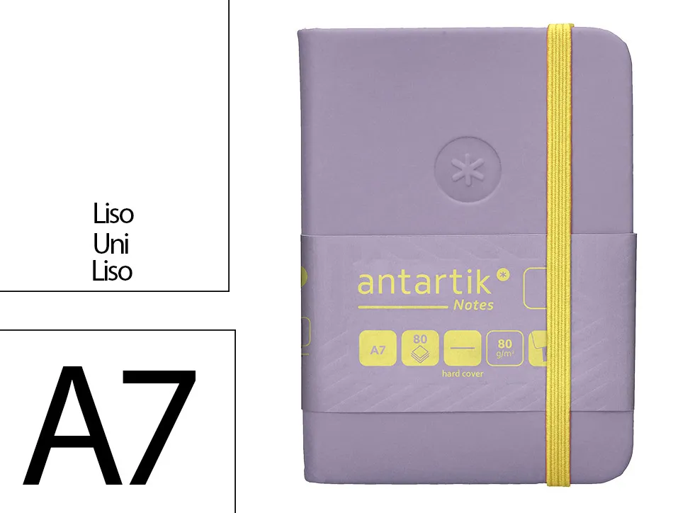 Carnet fermeture elastique jaune antartik notes couverture rigide a7 papier uni ivoire 80 feuilles 80gr fsc lilas