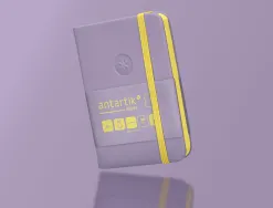 Carnet fermeture elastique jaune antartik notes couverture rigide a7 papier uni ivoire 80 feuilles 80gr fsc lilas