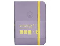 Carnet fermeture elastique jaune antartik notes couverture rigide a7 papier uni ivoire 80 feuilles 80gr fsc lilas