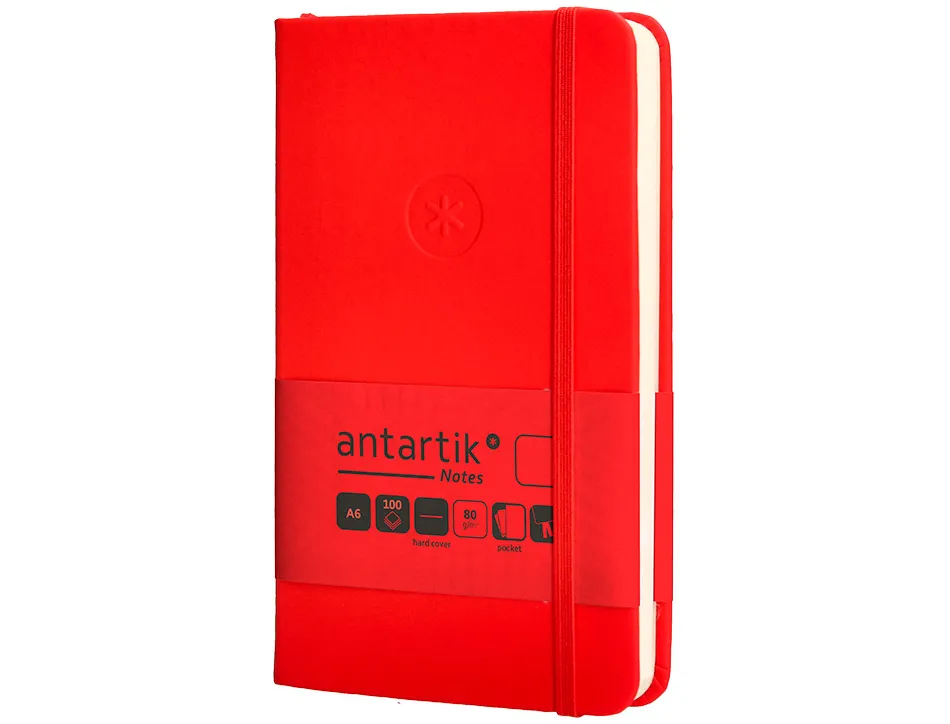 Carnet fermeture elastique antartik notes couverture rigide a6 papier uni ivoire 100 feuilles 80gr fsc coloris rouge