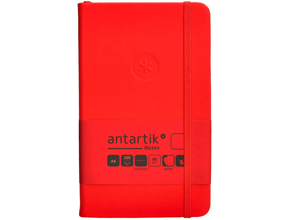 Carnet fermeture elastique antartik notes couverture rigide a6 papier uni ivoire 100 feuilles 80gr fsc coloris rouge