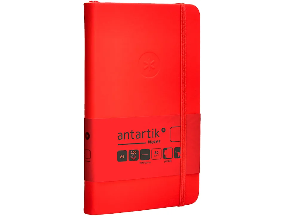 Carnet fermeture elastique antartik notes couverture rigide a6 papier uni ivoire 100 feuilles 80gr fsc coloris rouge