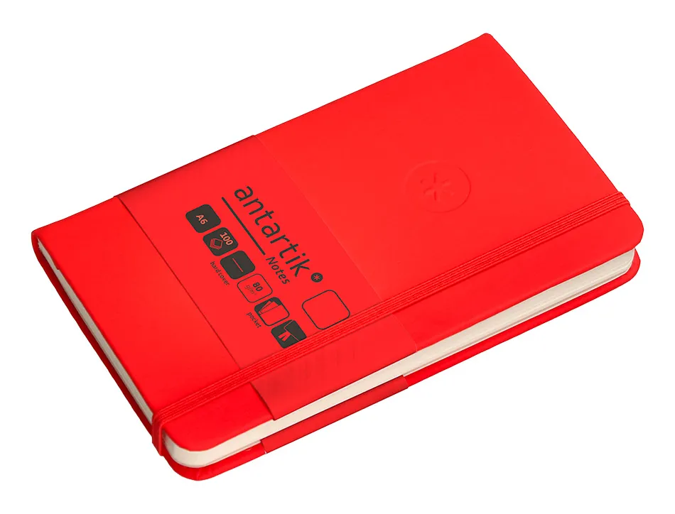 Carnet fermeture elastique antartik notes couverture rigide a6 papier uni ivoire 100 feuilles 80gr fsc coloris rouge