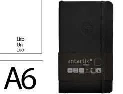 Carnet fermeture elastique antartik notes couverture souple a6 papier uni ivoire 100 feuilles 80gr fsc coloris noir
