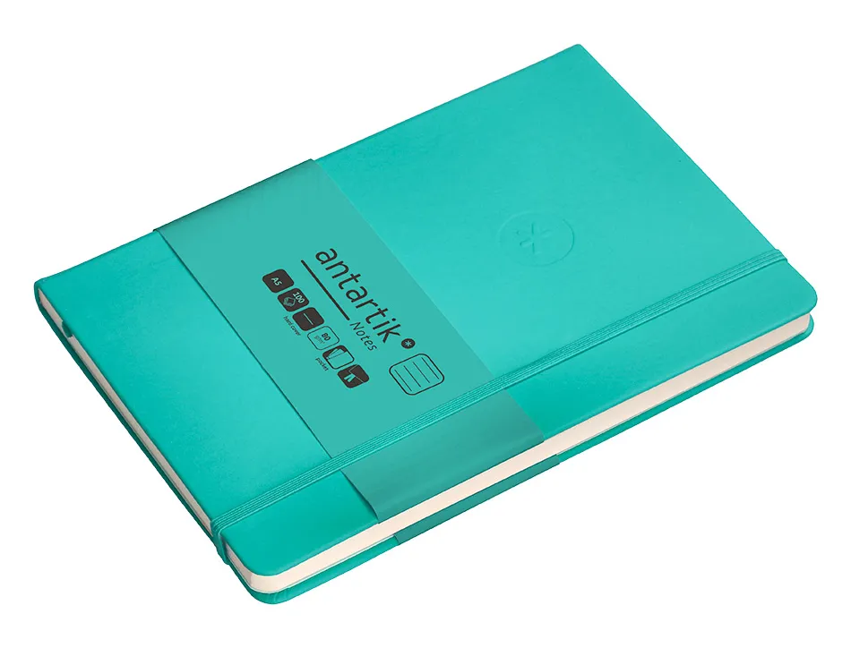 Carnet fermeture elastique antartik notes couverture rigide a5 ligne 100 feuilles 80gr fsc coloris turquoise