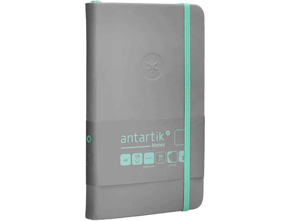 Carnet fermeture elastique turquoise antartik notes couverture rigide a6 papier uni ivoire 100 feuilles 80gr fsc gris