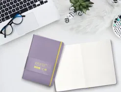 Carnet fermeture elastique jaune antartik notes couverture rigide a5 papier uni ivoire 100 feuilles 80gr fsc lilas