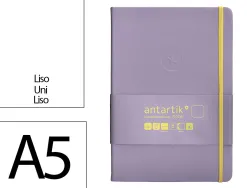 Carnet fermeture elastique jaune antartik notes couverture rigide a5 papier uni ivoire 100 feuilles 80gr fsc lilas