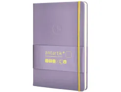 Carnet fermeture elastique jaune antartik notes couverture rigide a5 papier uni ivoire 100 feuilles 80gr fsc lilas
