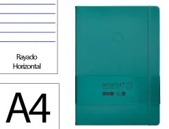 Carnet fermeture elastique antartik notes couverture rigide a4 ligne 100 feuilles 80gr fsc coloris vert paon
